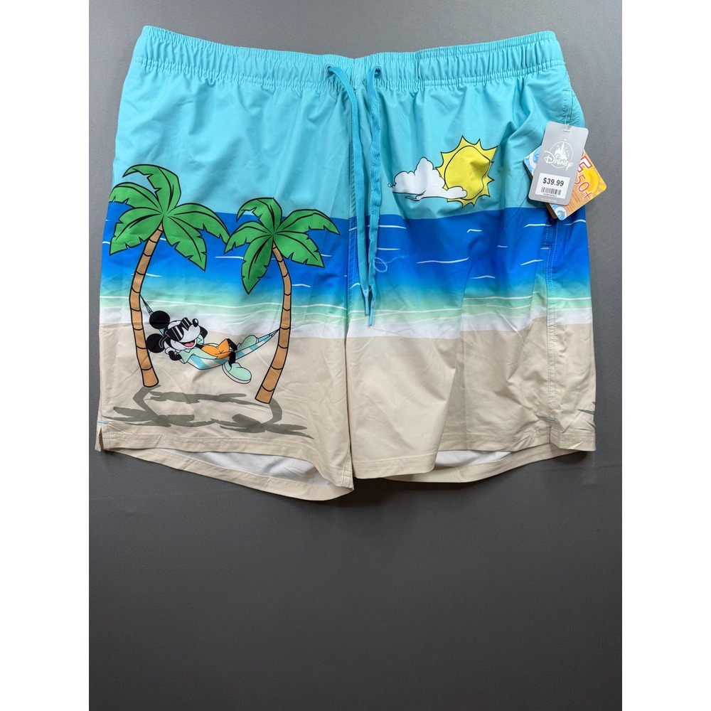 Disney Swim Trunks Mens Blue Mickey Mouse Beach Graphic Board Shorts XXL